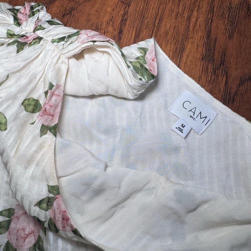 Cami NYC Womens Lenore Silk Floral Print One Shoulder Blouse White Size M - Picture 6 of 6